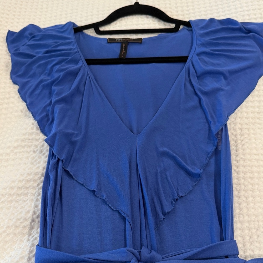 BCBGMaxAzria Blue Ruffle Mini Dress - Picture 3 of 9